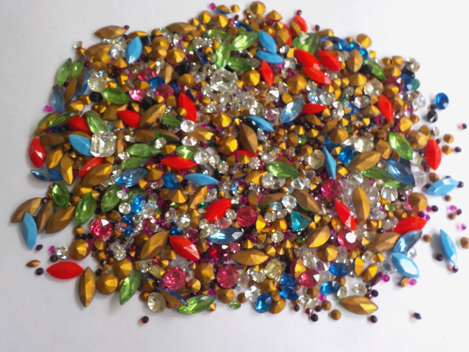 Foil Back Rhinestone & CZ Jewelry Making Supply 7 Oz Mixed Variety Shapes Colors