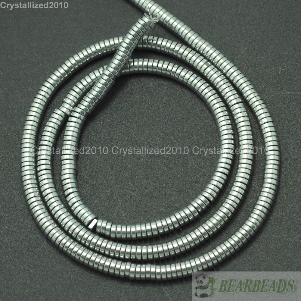 Natural Hematite Gemstone 1mm 2mm 3mm 4mm 6mm Heishi Beads Silver Gold 16″