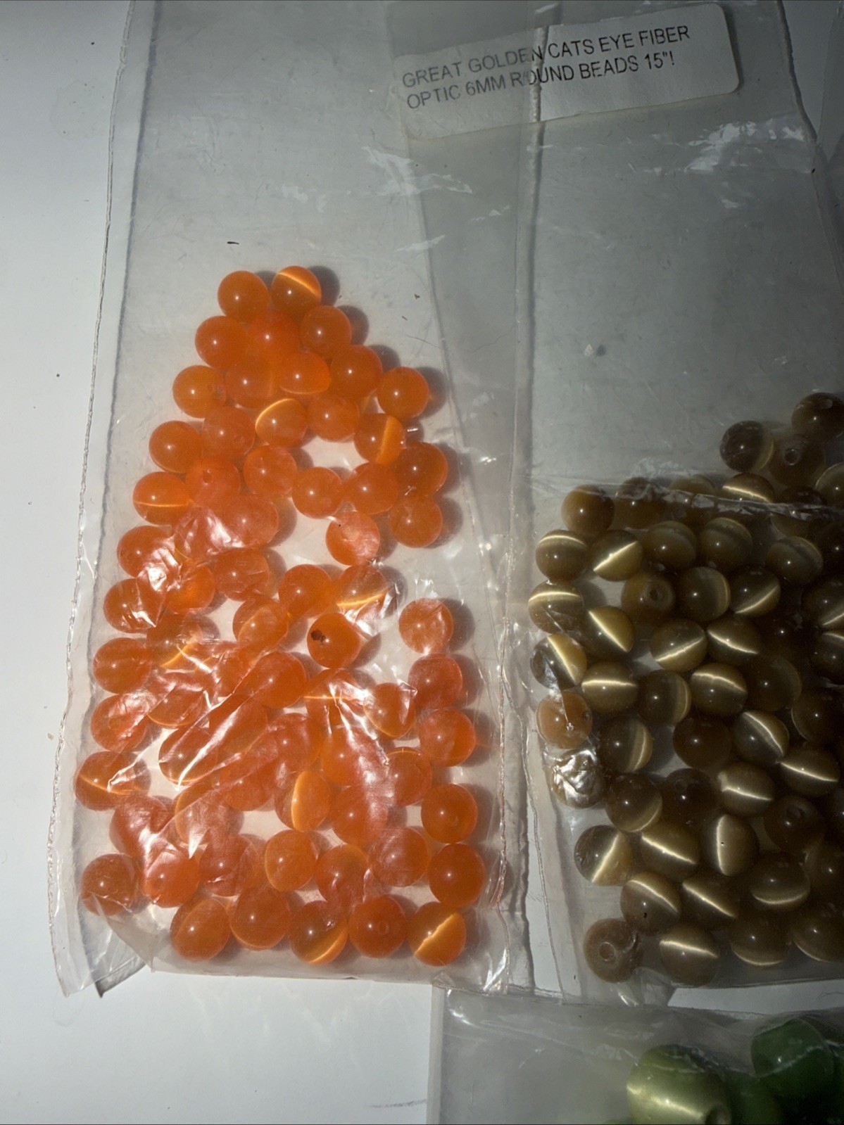 Cat’s Eye Fiber Optic Glass Bead Lot Mixed Round Beads Jewelry Making 5.3 Oz.