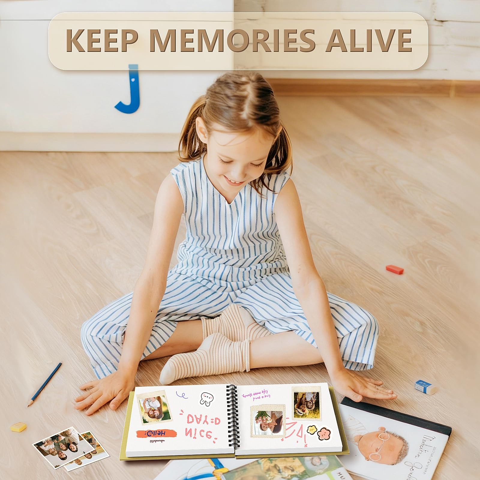 Popotop 8×8 Inch Scrapbook Photo Album, 60 Page 8 60 Pages, Yellow