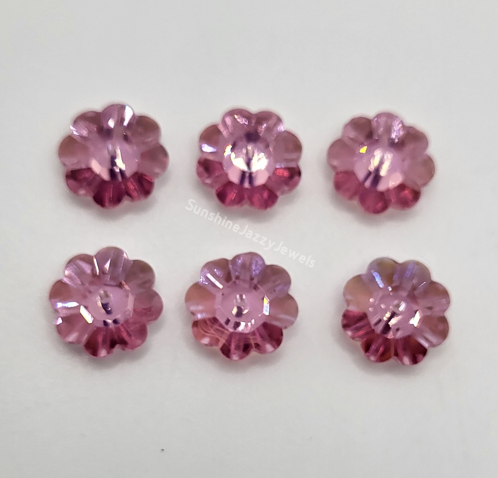 6pc Swarovski Crystal Rose AB Margarita 3700 Beads/ Buttons; 10mm or 12mm