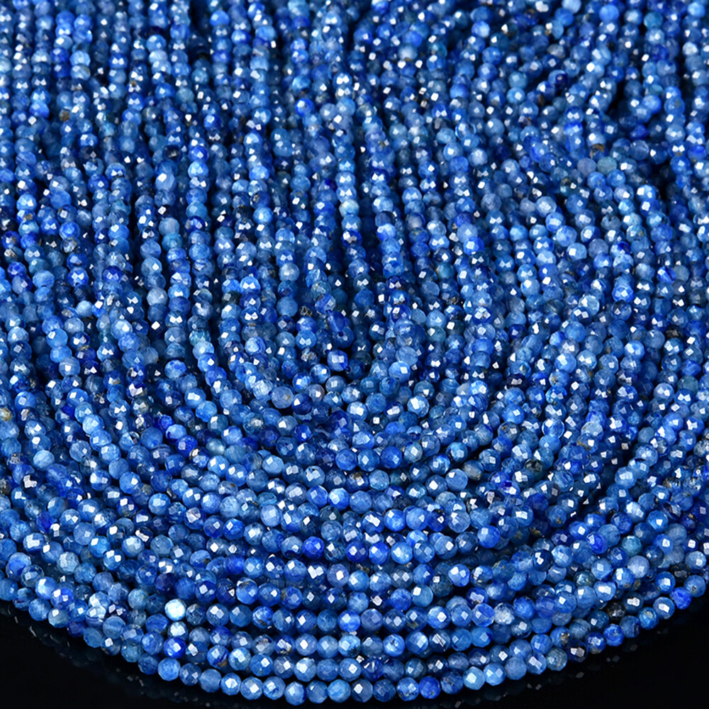 Natural Kyanite Gemstone AAA Micro Faceted Round 2MM 3MM 4MM Beads 15 inch(P101)
