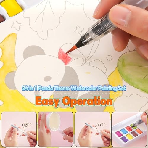24 in 1 Watercolor Painting Paper Set for Adults – Pocket Panda Theme