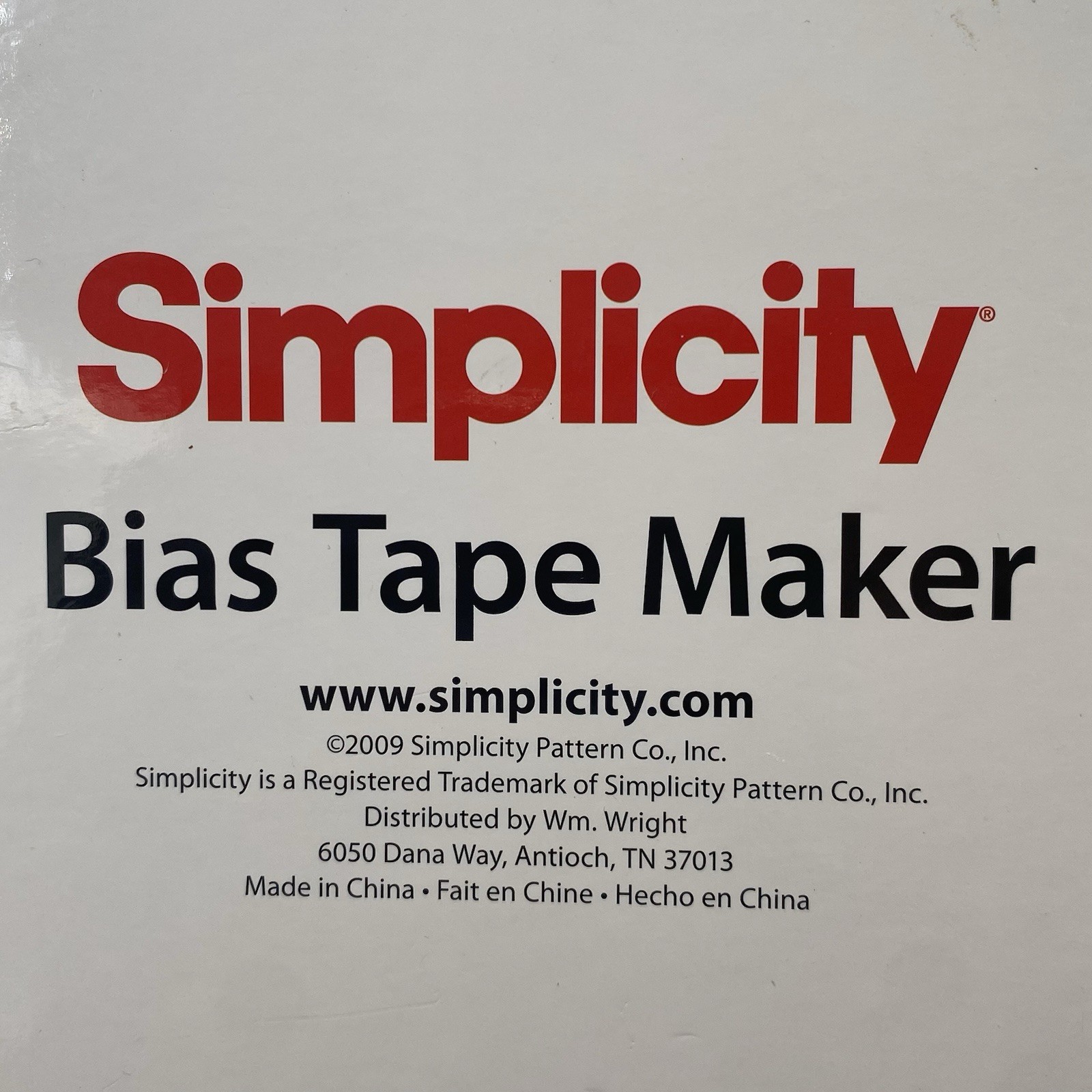 Simplicity Bias Tape Maker Single Fold Machine 881925 3/4″ Tip Tested