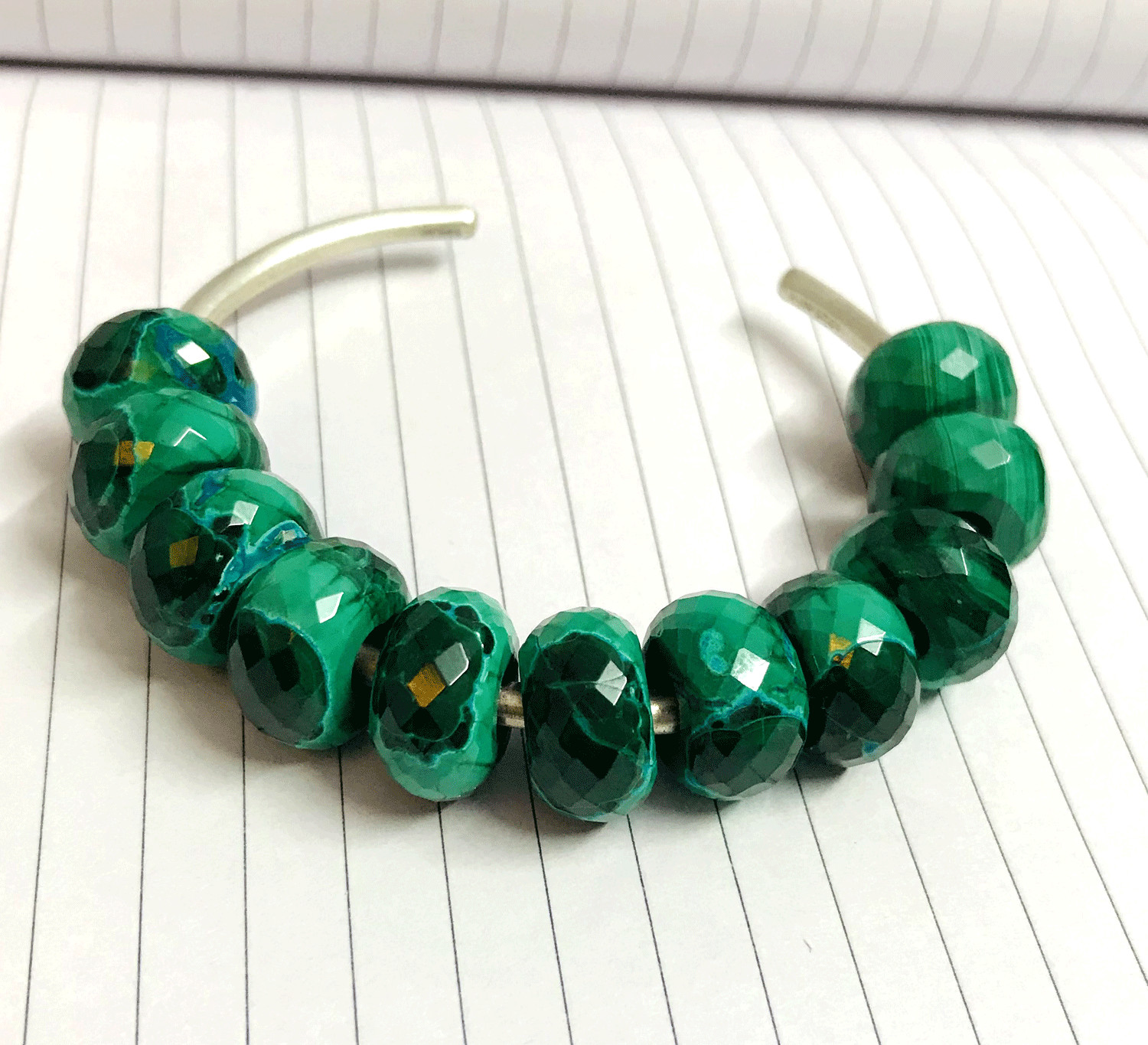10Pcs. Natural Azurite Malachite Gemstone Big Hole Beads Large Hole Beads 14x8mm
