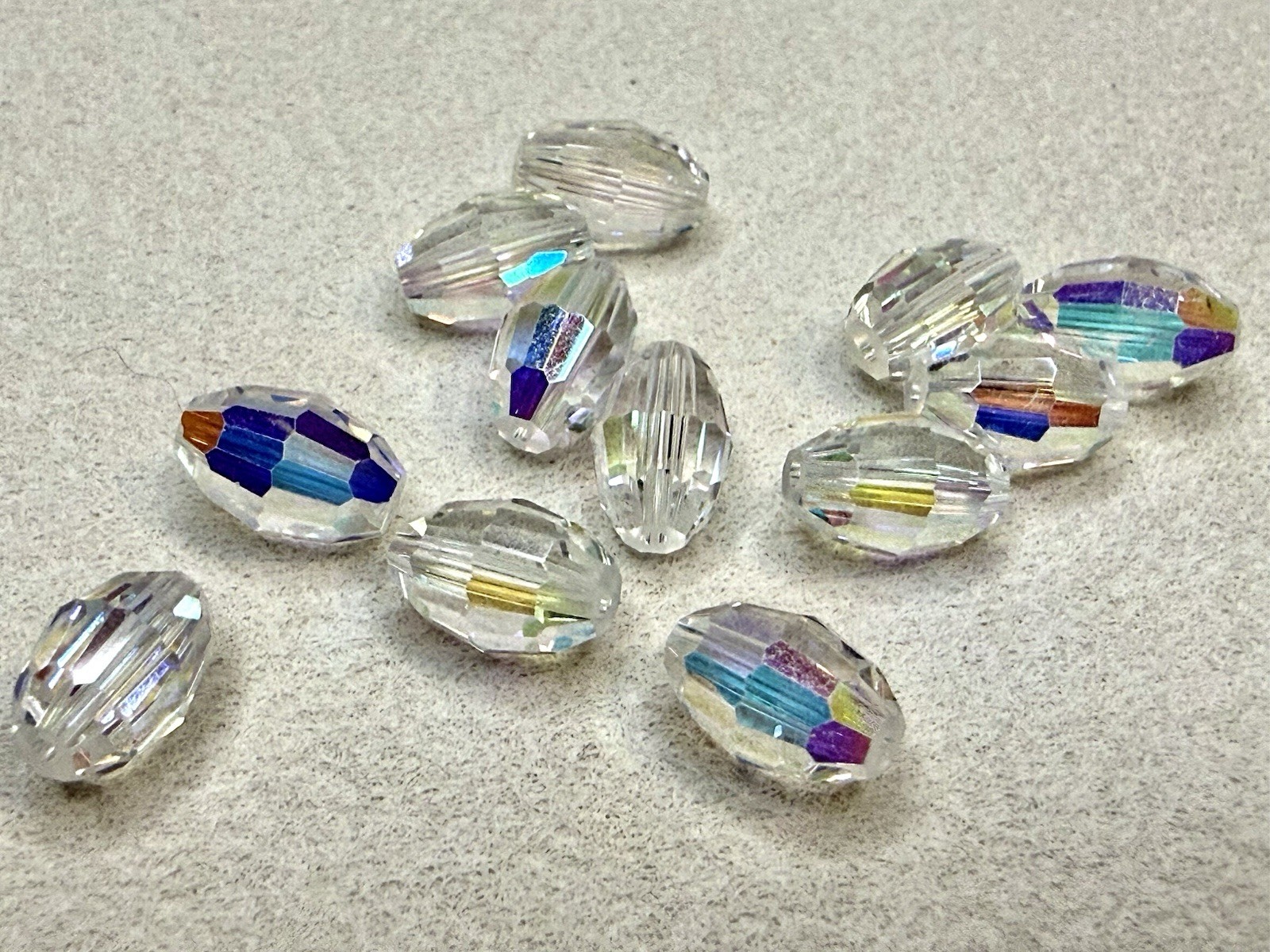 12 Swarovski 5200 Crystal AB Oval Beads 9x6mm Vintage Austrian Crystal