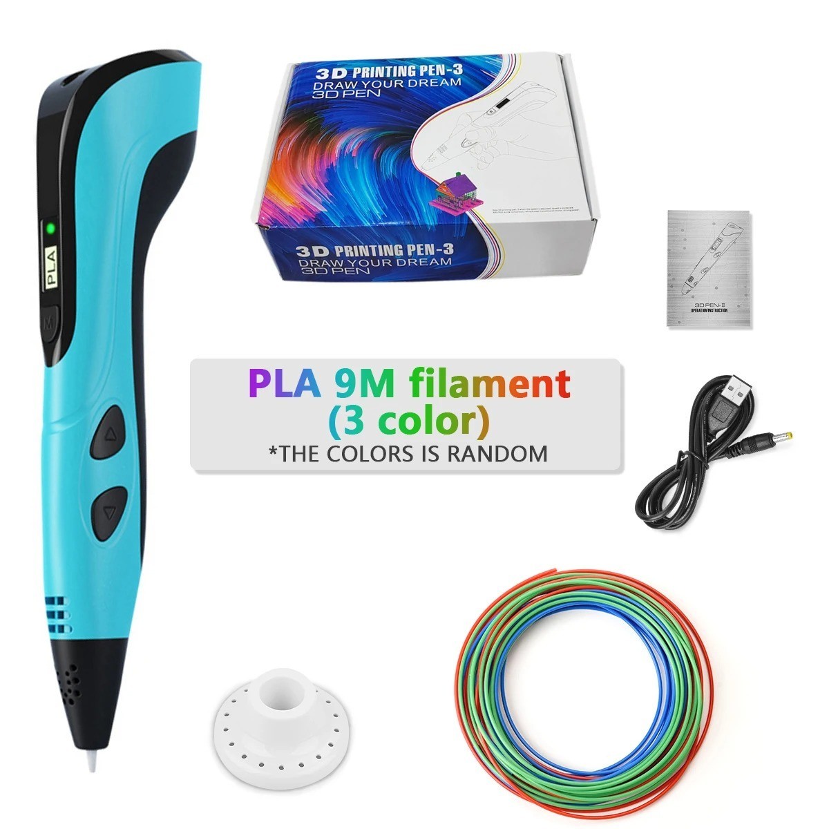 New Style 3D Printing Pen Set for Kids with PLA Filament Power Supply Travel Cas