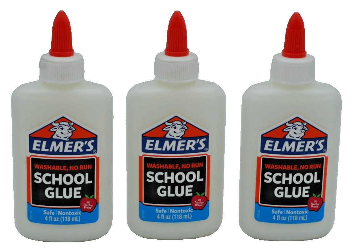 Elmer’s School Glue Washable No Run 4 fl oz (118mL) Safe Nontoxic – 3 Pack