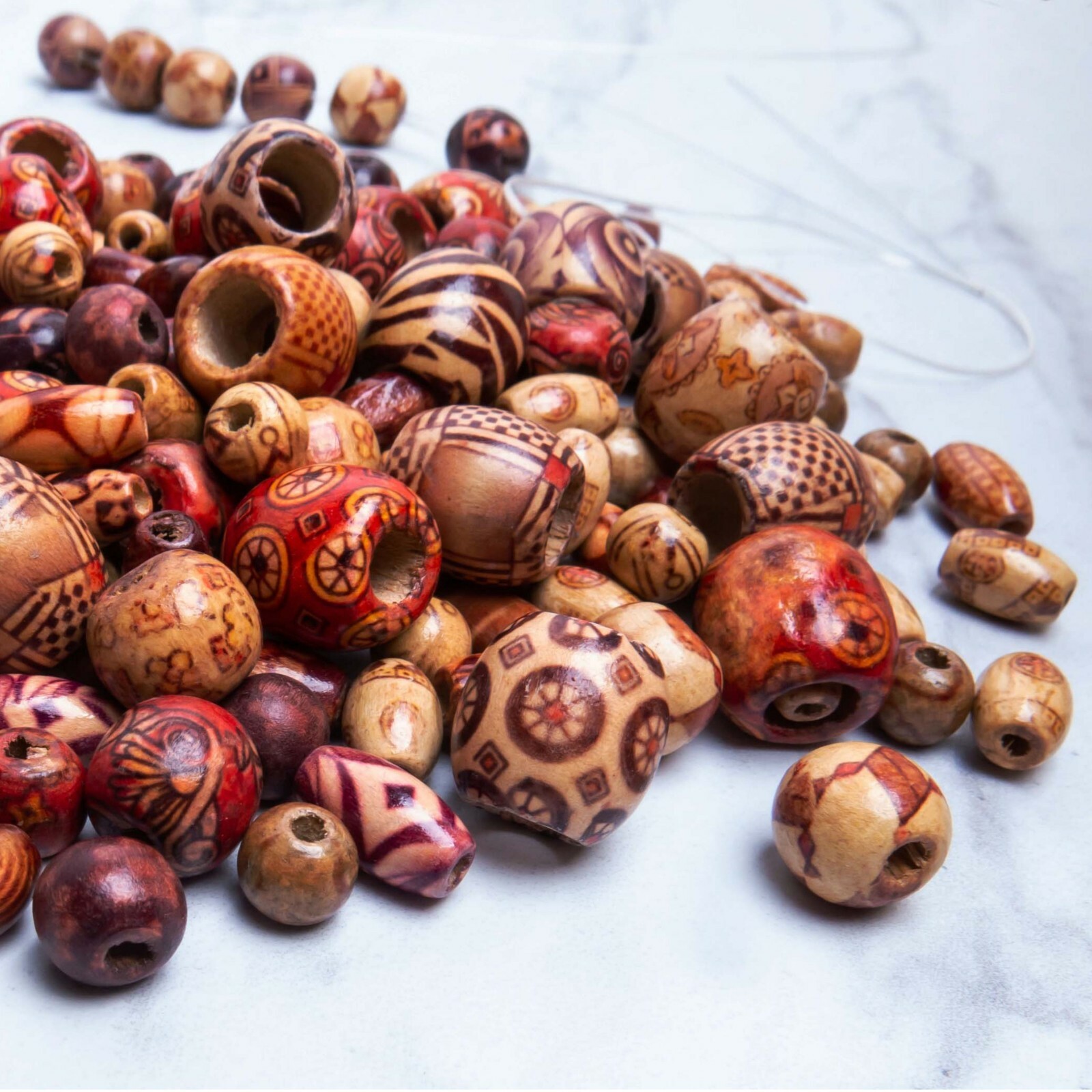 500 Wooden Beads for Jewelry Making – Painted Assorted African Beads