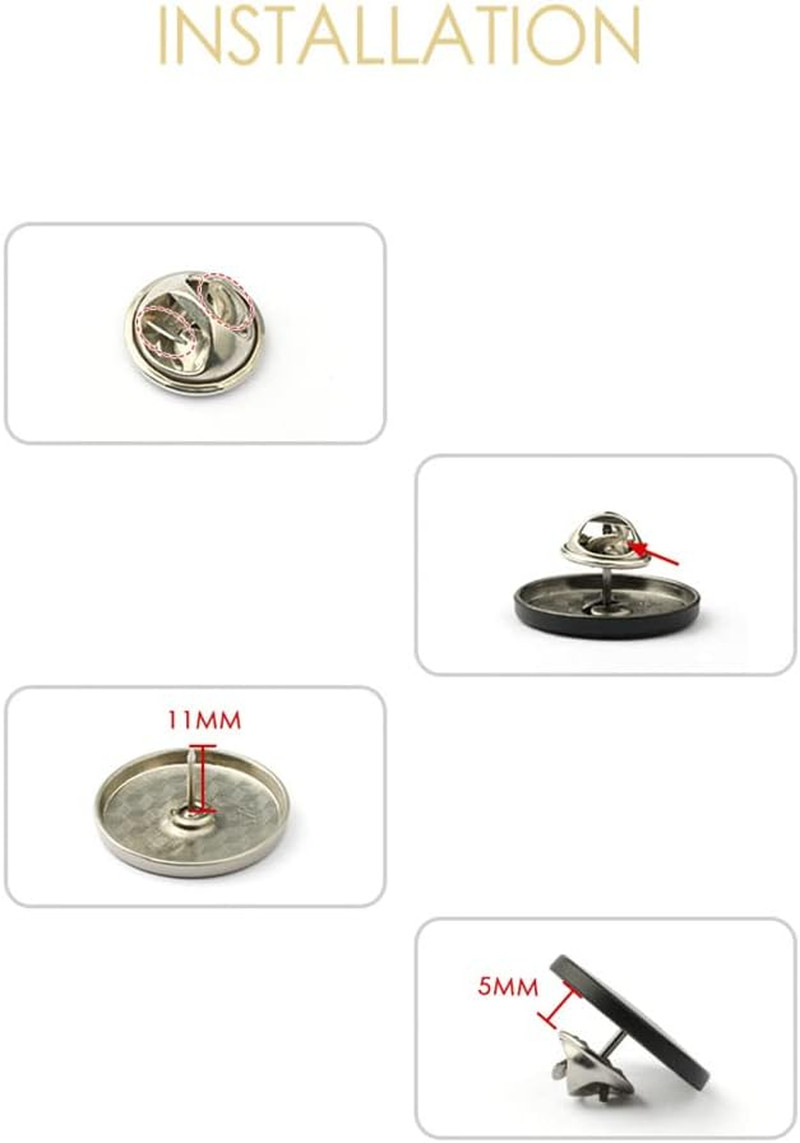 10Pcs Texture Surface Metal Buttons Pins No Sew & No Tools Instant Replacement S
