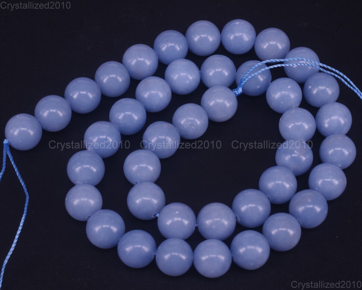 Natural Angelite Blue Gemstone Round Spacer Beads 4mm 6mm 8mm 10mm 12mm 15″