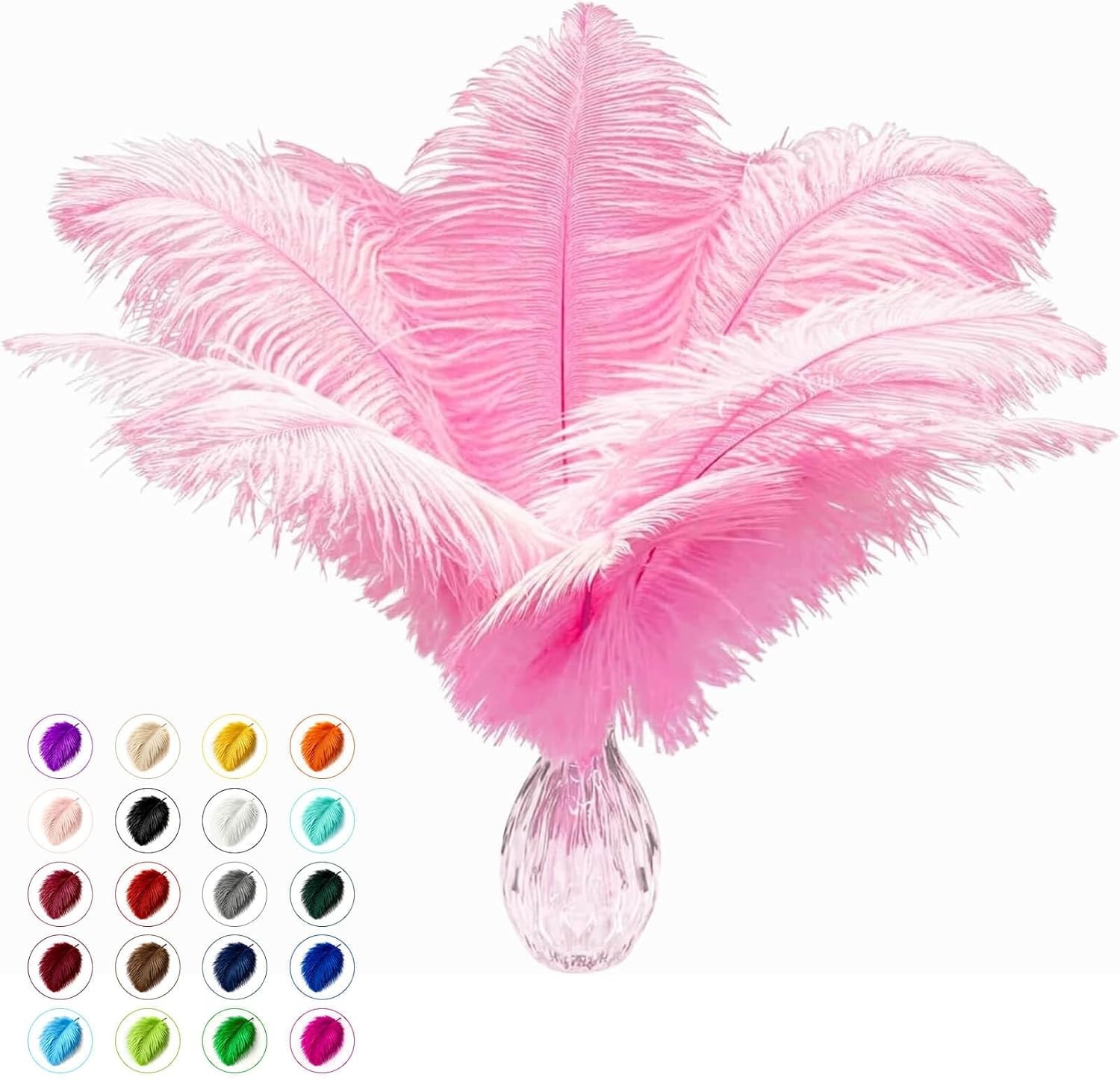 Cruelty-Free Pink Ostrich Feathers Plumes 6-8” Bulk for Creative Projects