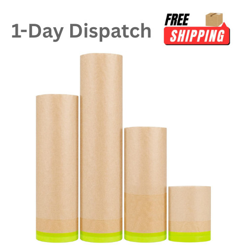 MyLifeUNIT Masking Paper with Tape 4 Rolls Assorted Sizes 50ft Each