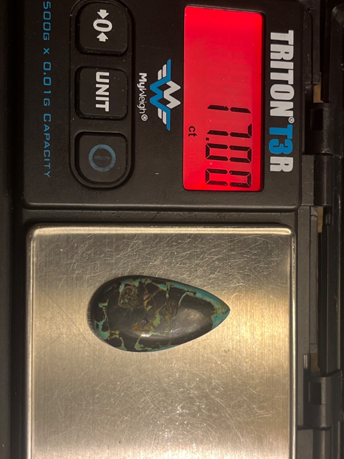 Blue Moon Turquoise 17 ctw Pear tear drop Cabochon. Tonopah, Nevada USA mined