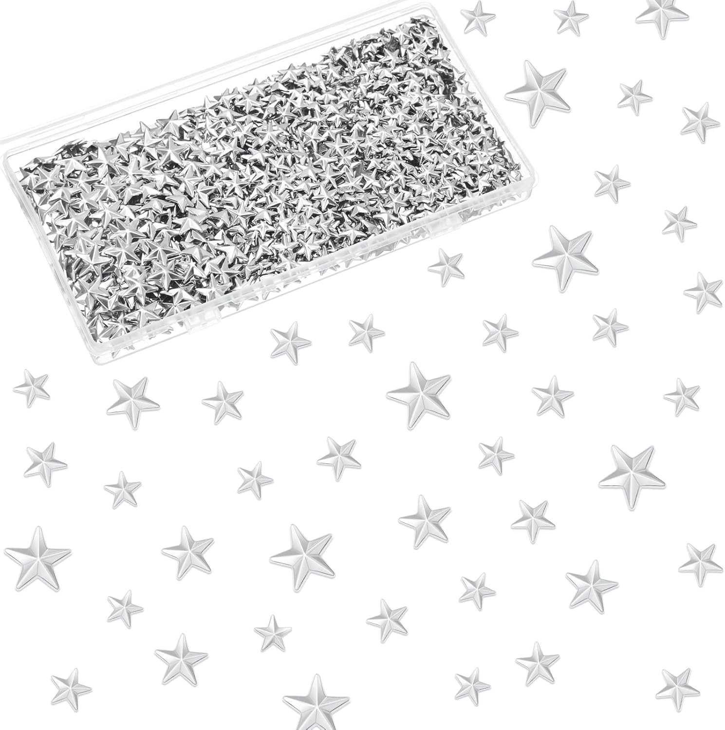 1000 Pcs Iron on Silver Star Mini Hotfix 8Mm 10Mm 13Mm Flat Back Glue Studs Iron