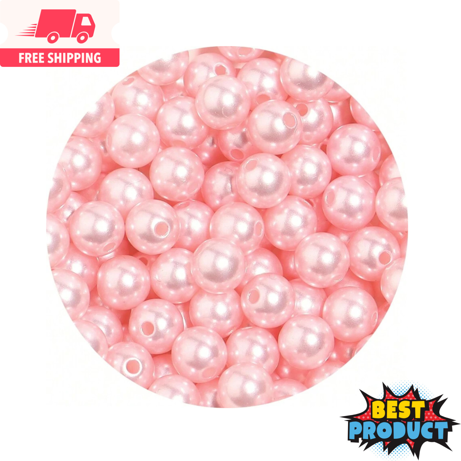 1000x Faux Pearl Beads Colorful Straight Hole 3-10mm Beads for Making Jewellery