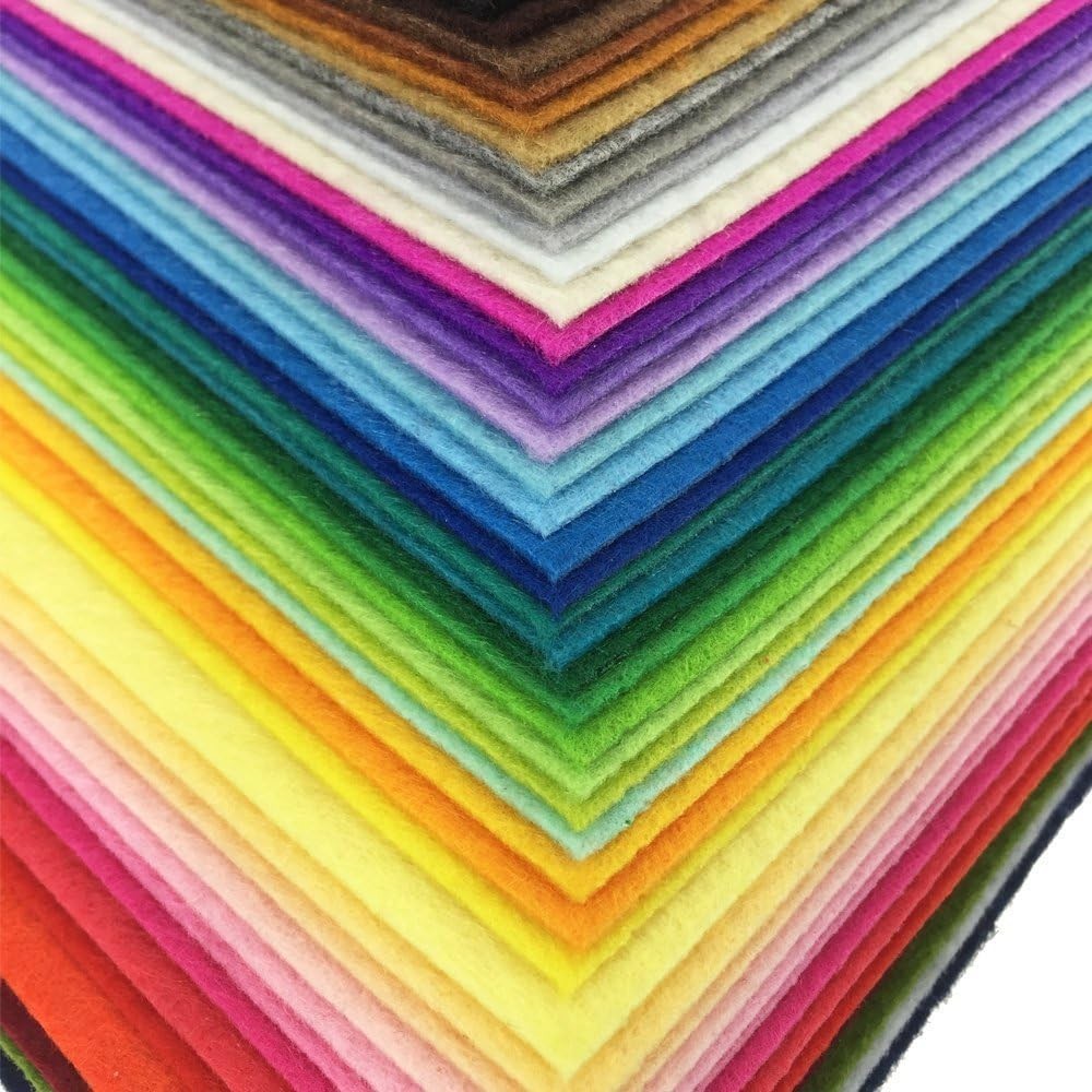 Durable 1mm Thick Felt Fabric Sheets – 42 Assorted Colors for Crafters