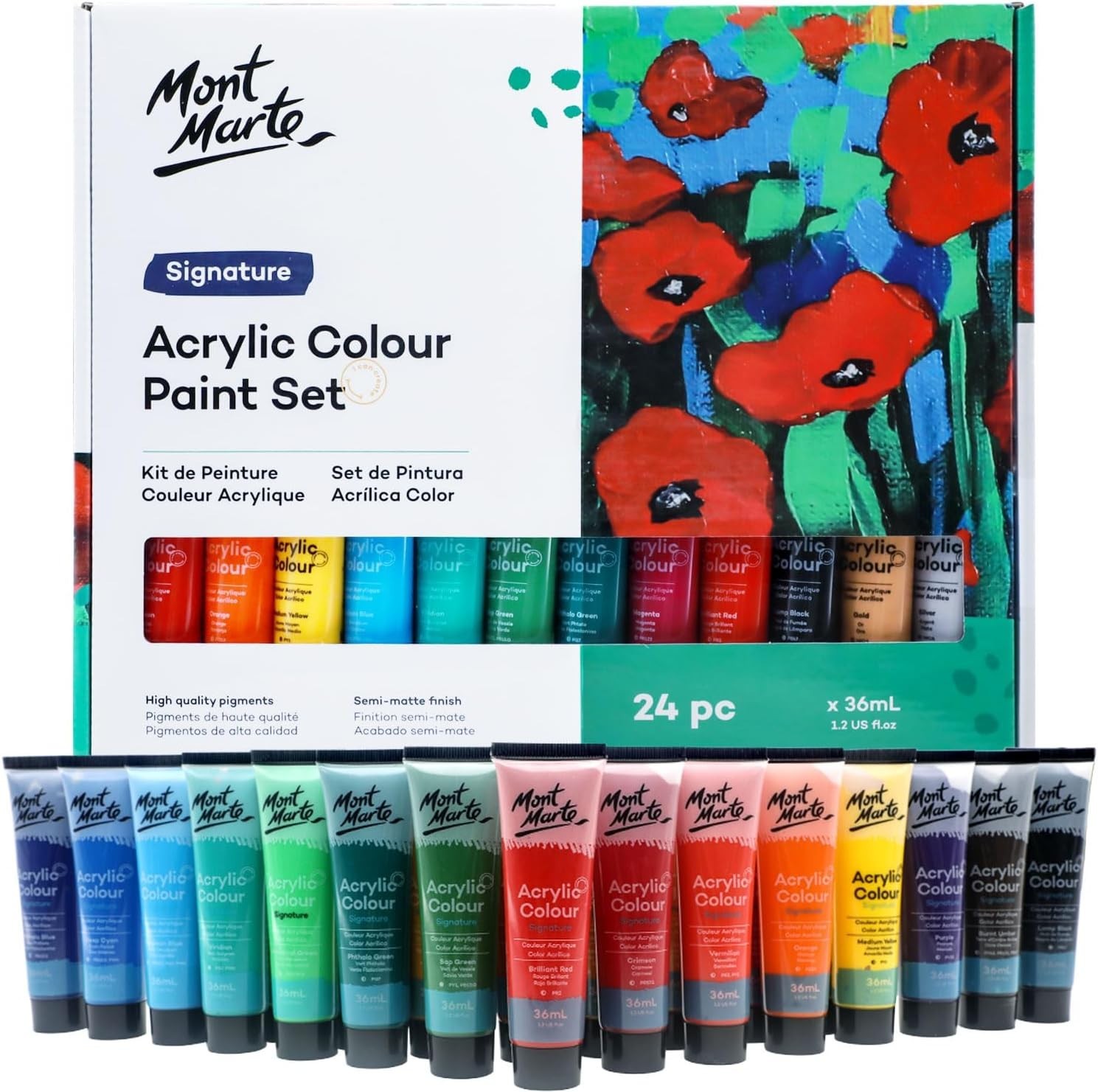 Acrylic Colour Paint Set Signature 24pc x 1.21 fl.oz 36ml, Acrylic Paint Kit…
