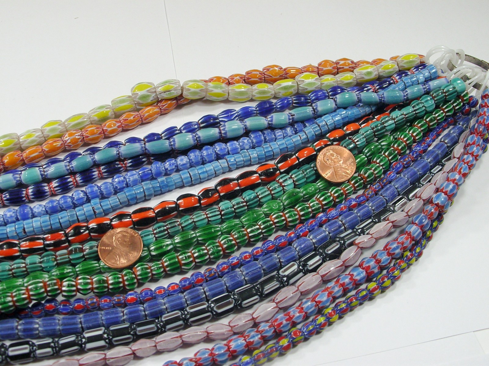 15 Strands 15″ Assorted India Handmade Chevron Glass Beads Bulk Lot (QZP-2)