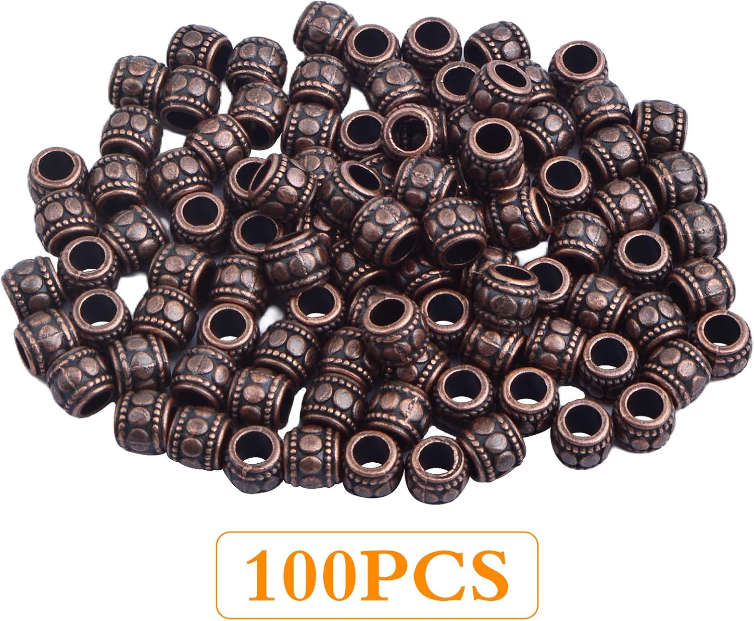 100Pcs Antique Red Copper Large Hole Spacer Beads for Jewelry Making