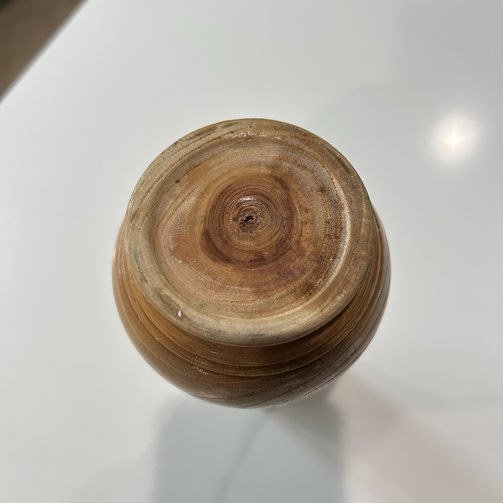 Vintage Hand-turned Wood Vase Bulgaria