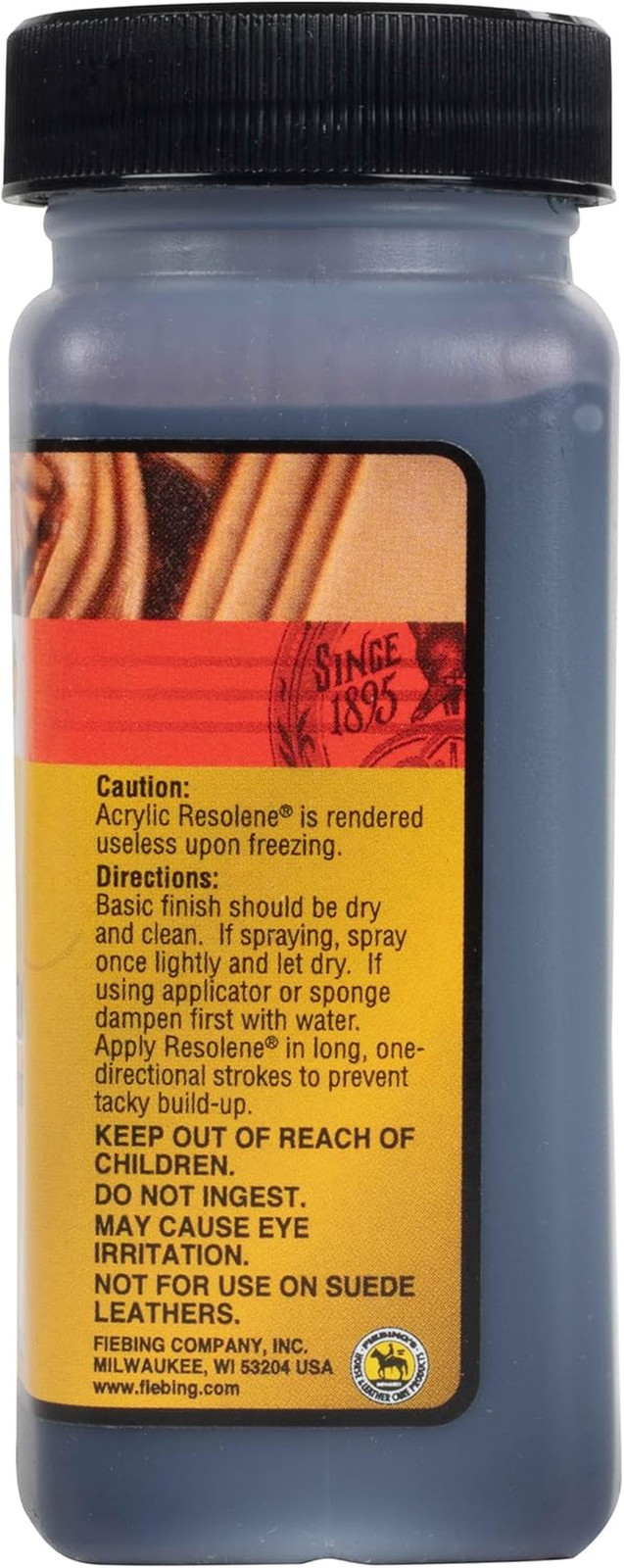 Acrylic Leather Finisher Black 4 oz Water Resistant Flexible Gloss Top Coat