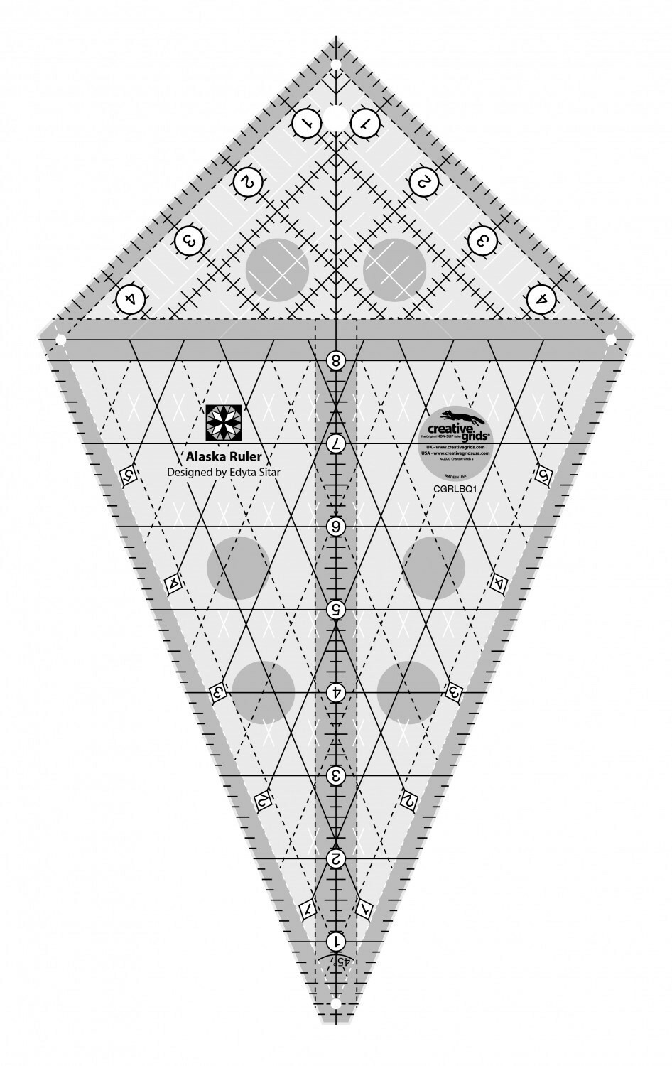Creative Grids Alaska Ruler kaleidoscope CGRLBQ1 Make 4 different size blocks