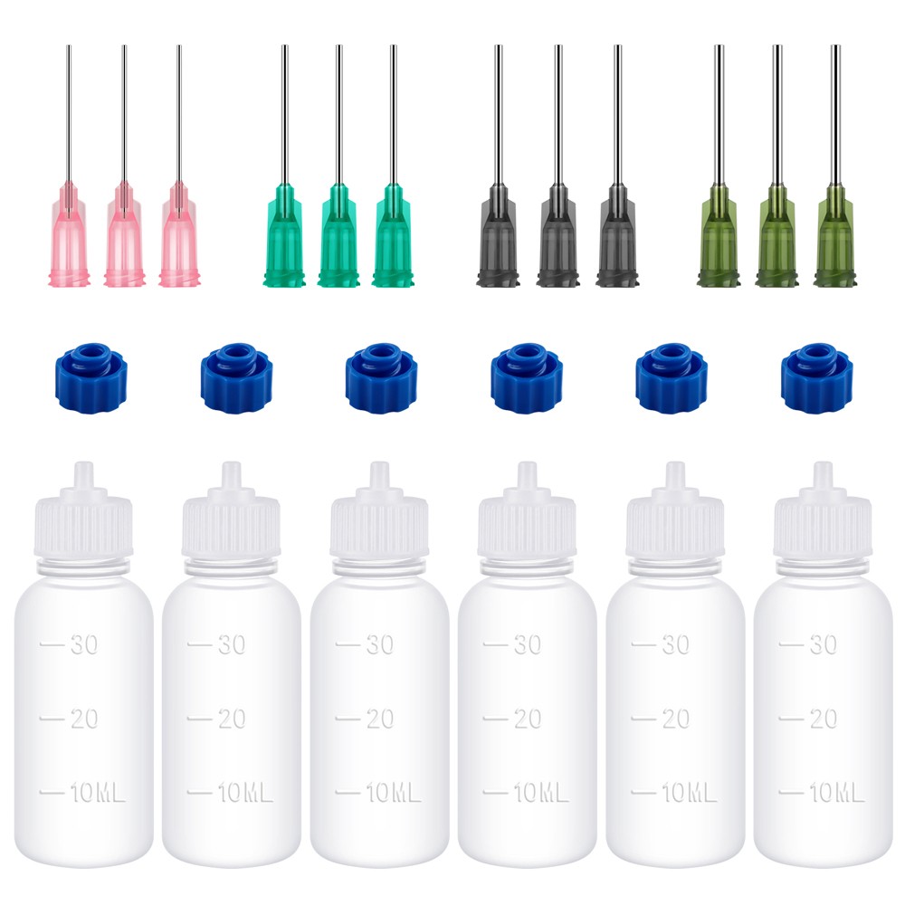 30ml Empty Plastic Squeezable Dropper Bottles Fine Tip Glue Applicators Set