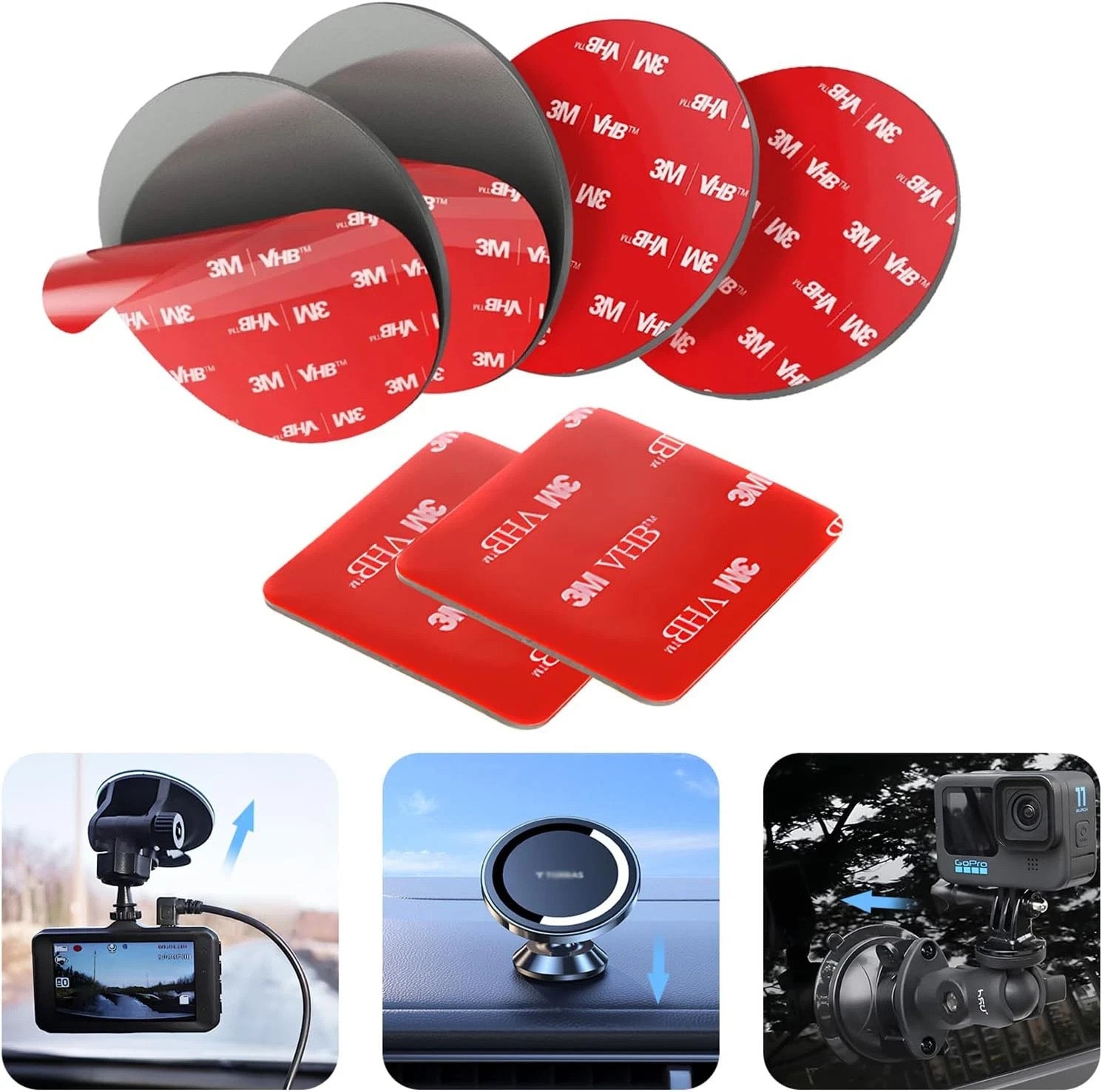 3M Double Sided Adhesive Pads.3M VHB Sticky Dash Cam Mounting Tape.Car Mount (fr