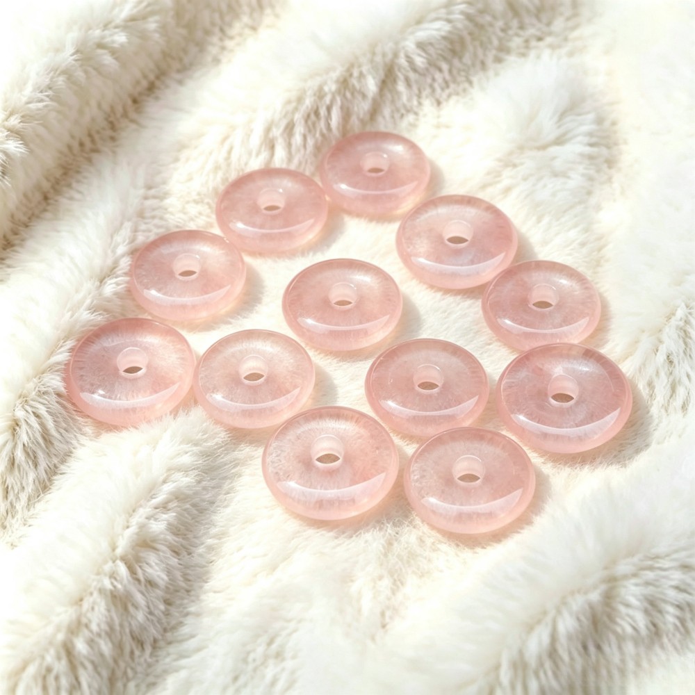 20pcs Artificial Cherry Quartz Stone Large Hole Circle Beads Pendants 16mm DIY