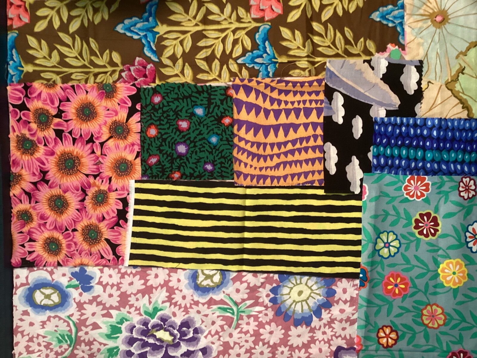 Kaffe Fassett strips, squares, & scraps