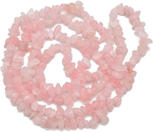 7-8mm Natural Rose Quartz Gemstone Rough Uncut Chip Smooth Nugget 1 Strand 34″