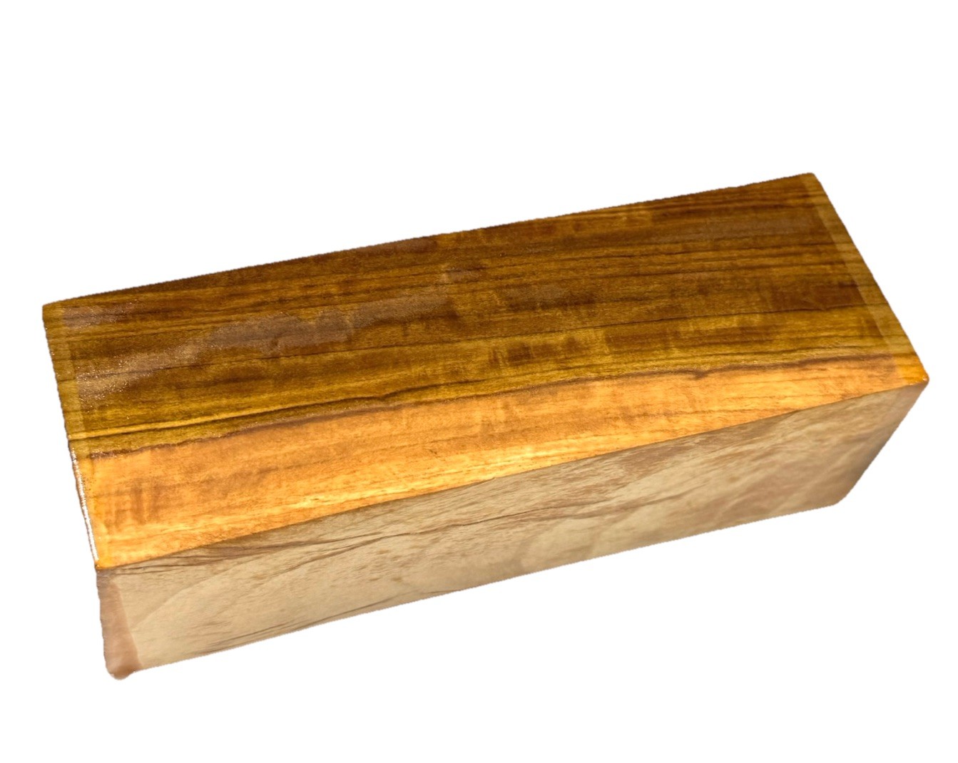 African Sandalwood (Muhuhu) turning blank 2″ x 2″ x 6″ (b86) Dried-Sapwood Crack