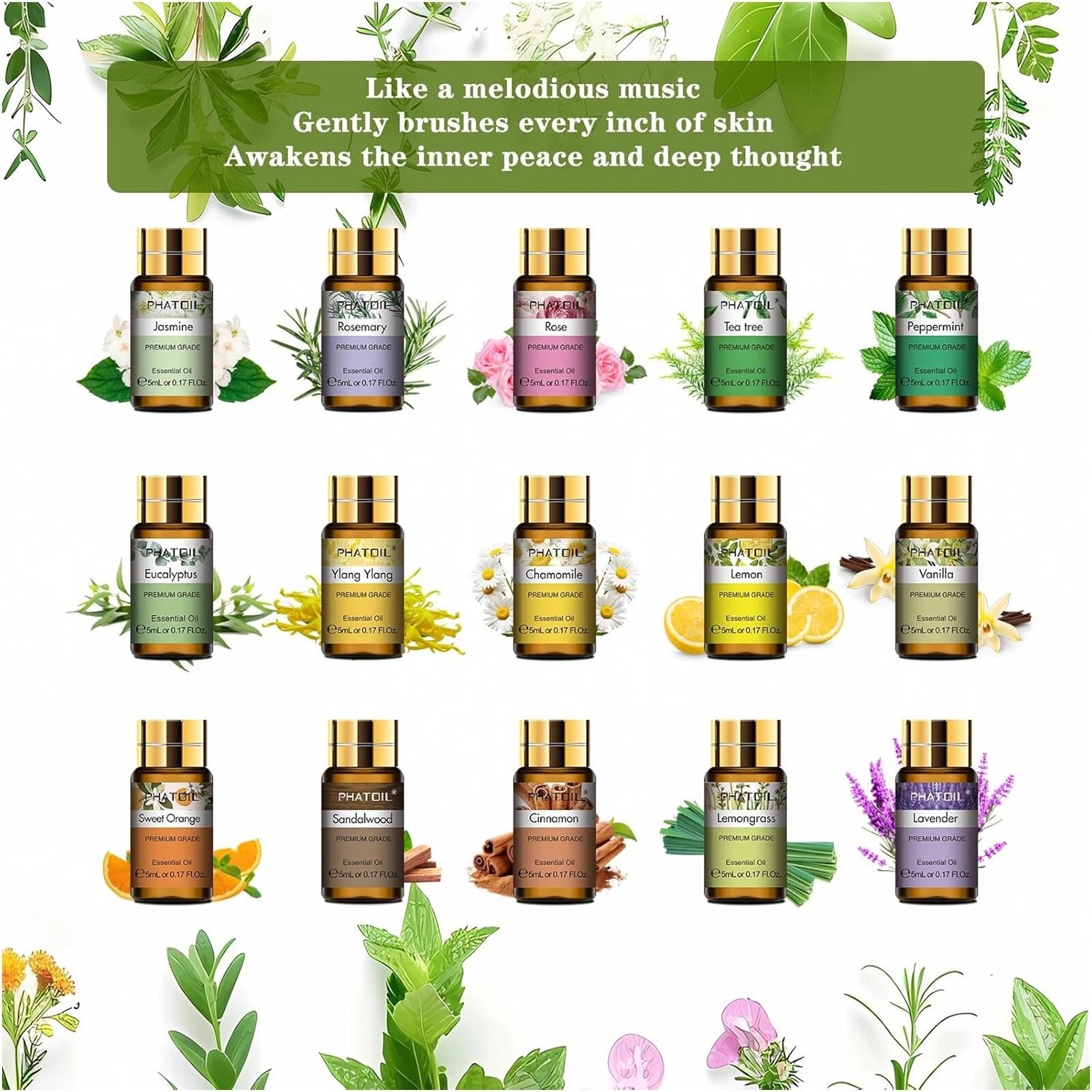 15pcs Essential Oil Gift Set, 5ml Each, for Diffusers, Humidifiers, DIY Candle