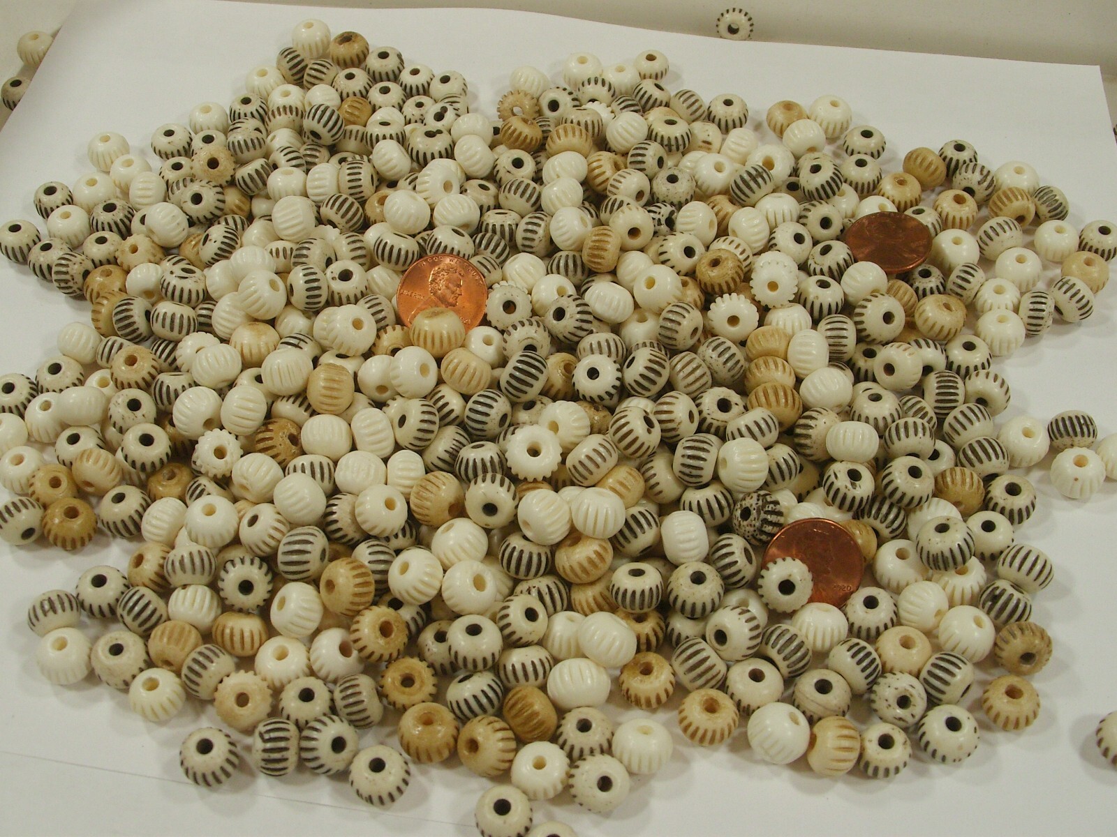 2 Pounds (8mm x 10mm) Rondelle India Handmade Water Buffalo Bone Beads (QPR-58)⭐