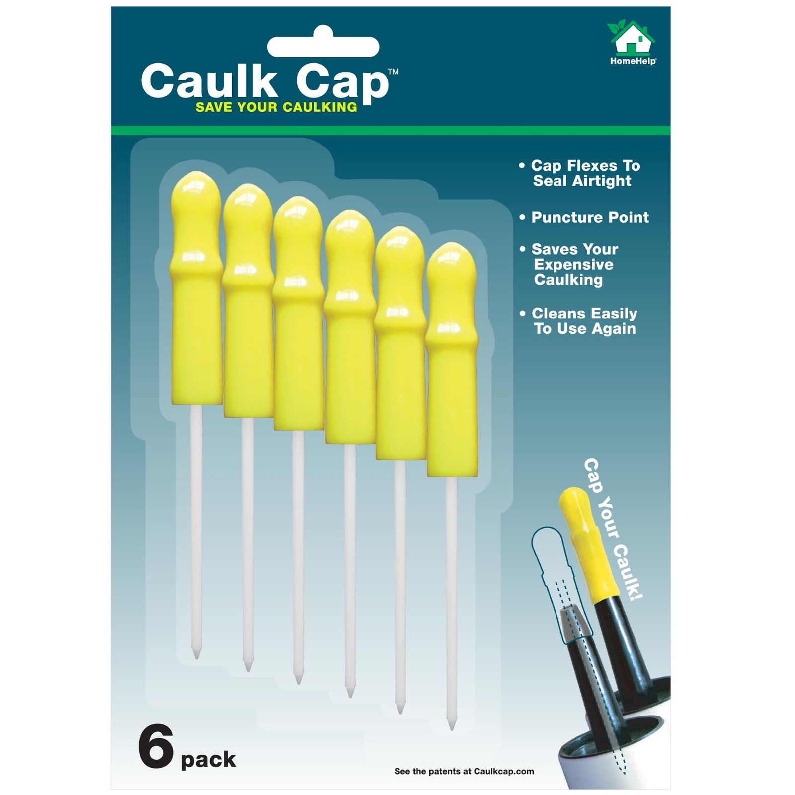 Caulk Cap CCY Saver Series, Reusable Tube 10 ounces, yellow