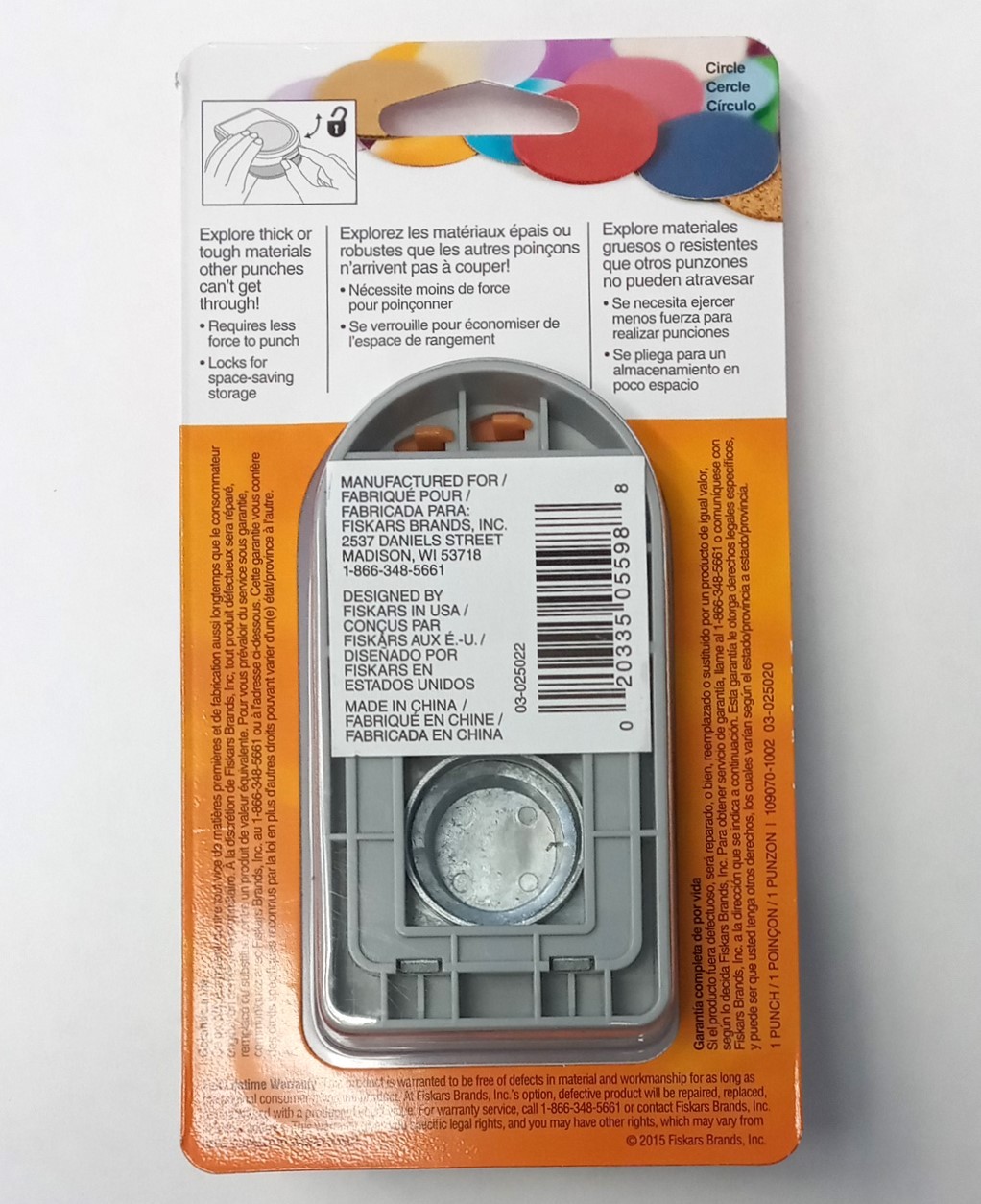 Fiskars Thick Punch Circle 1″ Crafting Punch 109070