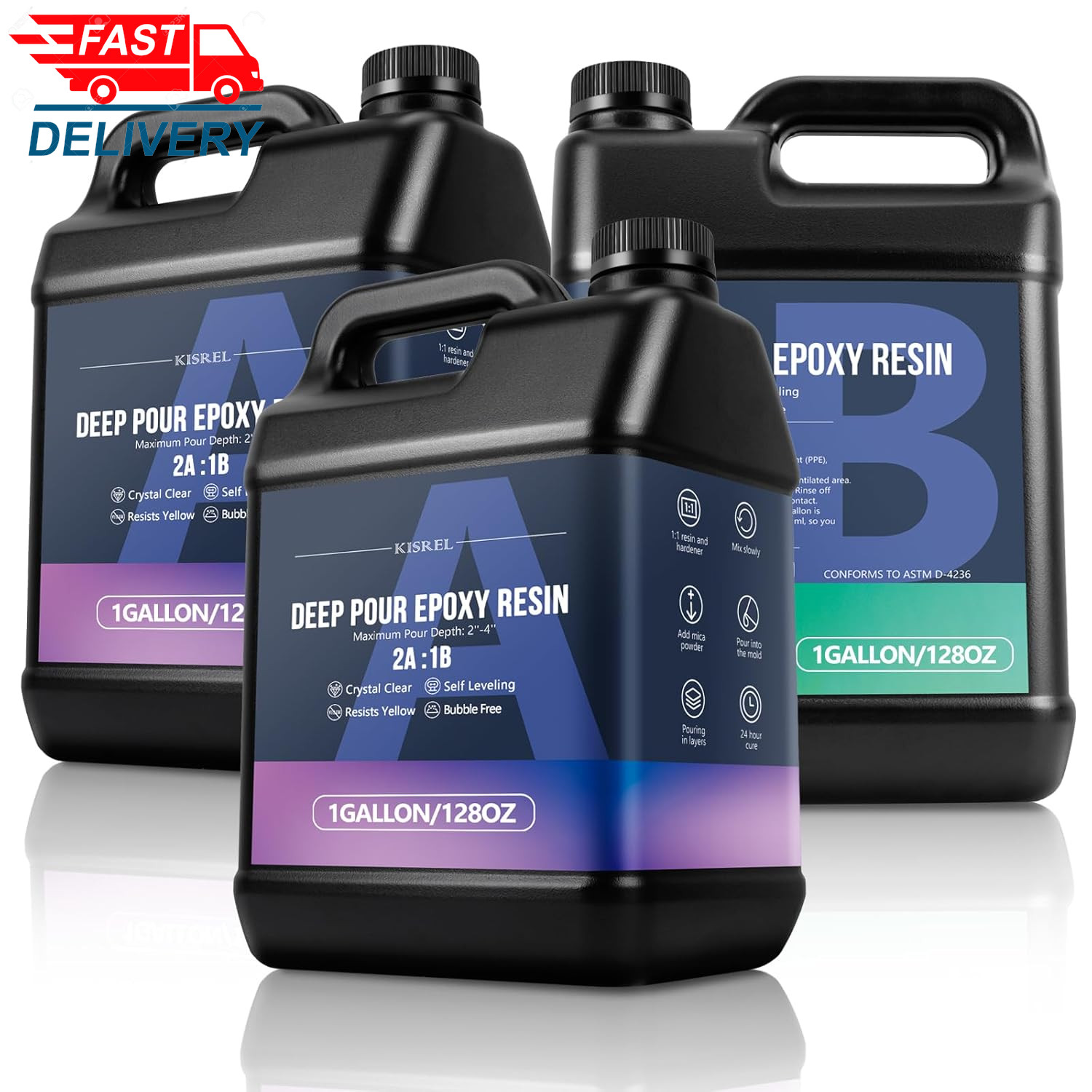 Deep Pour Epoxy Resin, 3 Gallon Resin Epoxy Kit (2:1) for 2-4 Inch Pour 💪👌