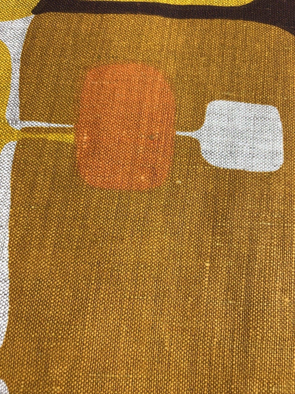 Vintage Filkauf Screen Printed Linen Fabric MCM Retro Orange Brown 100% Linen