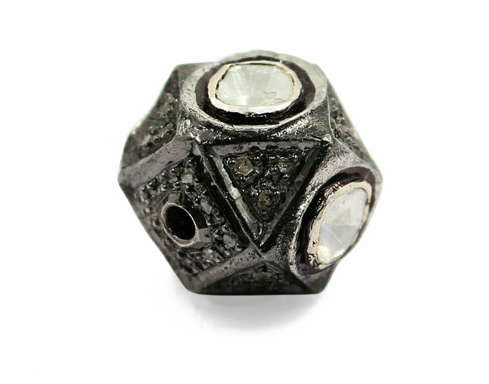Pave Diamond 13mm Ball Beads 925 Silver Diamond Jewelry Findings Beads.