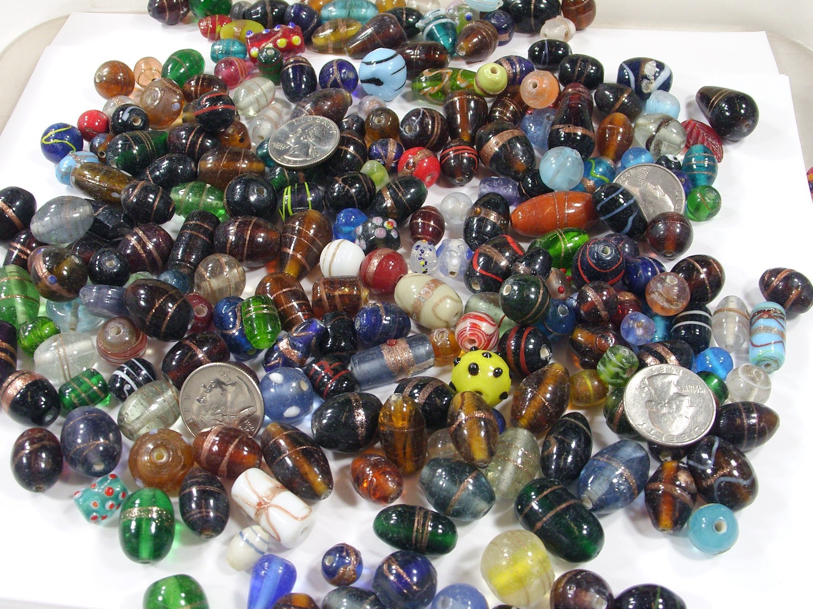 2 Pounds Assorted Shapes and Sizes Old Stock India Handmade Glass Beads (Y-68)⭐