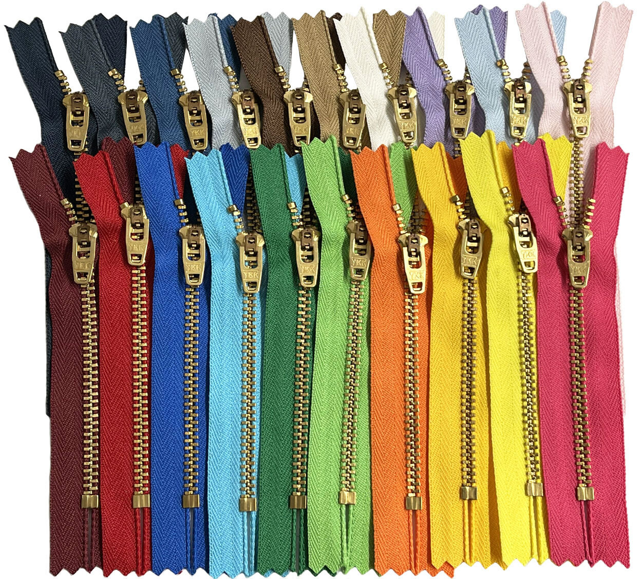 20pcs YKK #4.5 Brass Pant/Dress Zippers Bulk Closed-End 20 Colors Length 4″ -11″