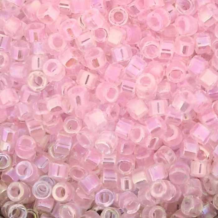 DB071 Miyuki Delica Seed Beads, Size 11/0 Soft Pink Lined Crystal AB 7GM Tube