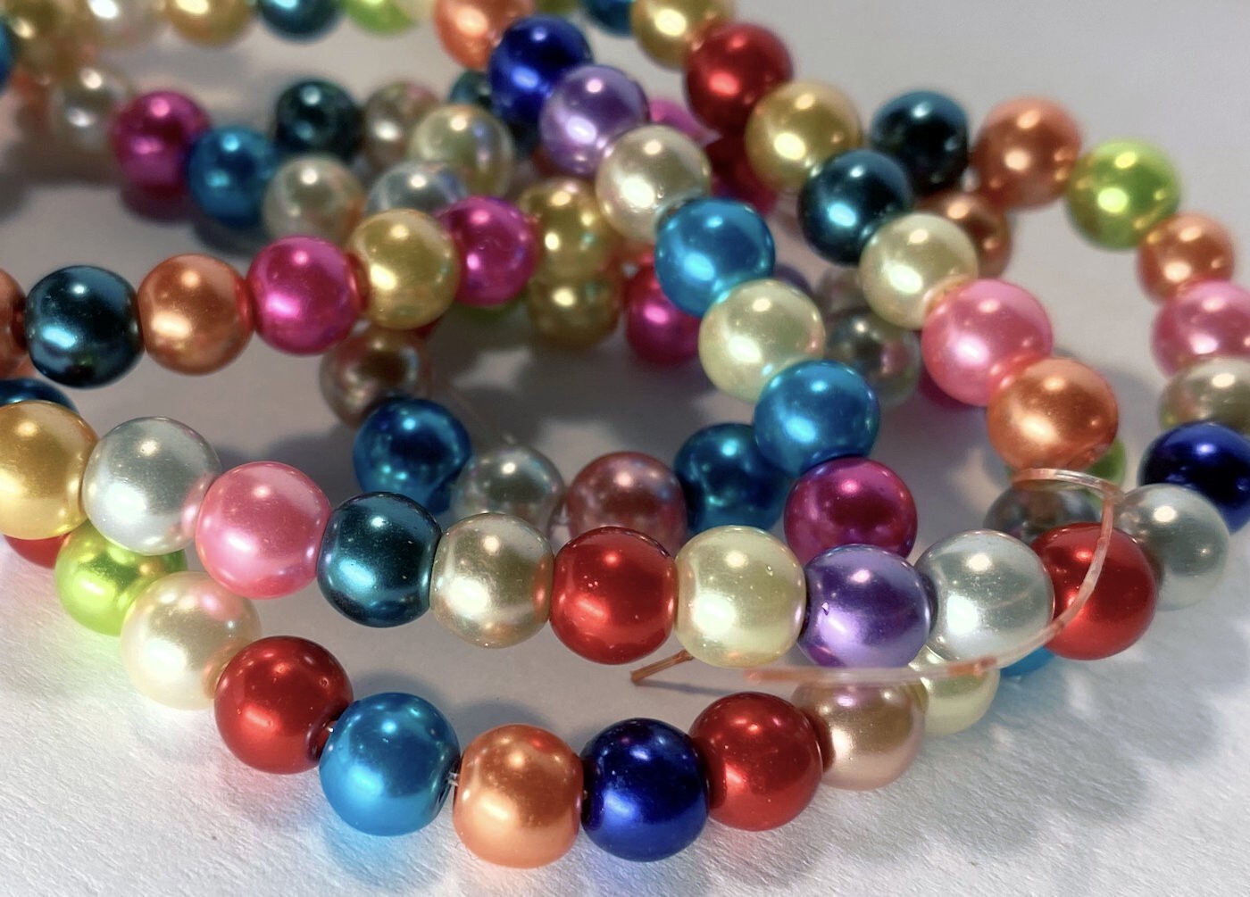 Celestial Multi 8mm Round Glass Pearl Beads MIX 1.1-1.4mm Hole 2 Strands(100) *