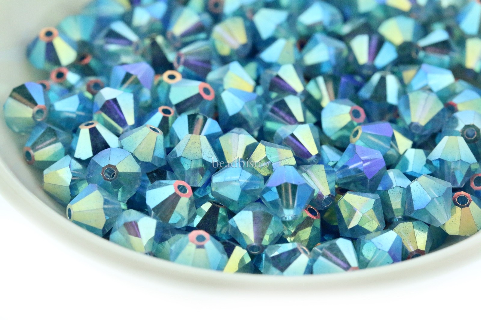 Preciosa Bicones Malibu Blue AB2X 3mm, 4mm, 6mm Crystal Bicones