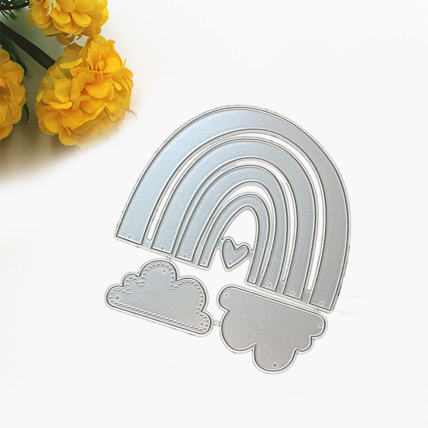 Silver Carbon Steel Cutting Die Metal Rainbow Cloud Love Heart Die Cut Mold T…