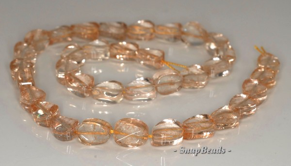 12X9MM CITRINE QUARTZ GEMSTONE TWIST OVAL LOOSE BEADS 7.5inch