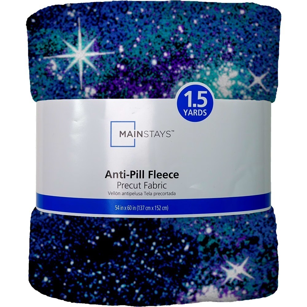 Luxury Anti-Pill Fleece Galaxy Fabric 54 Inch x 1.5 Yard Navy Blue Precut