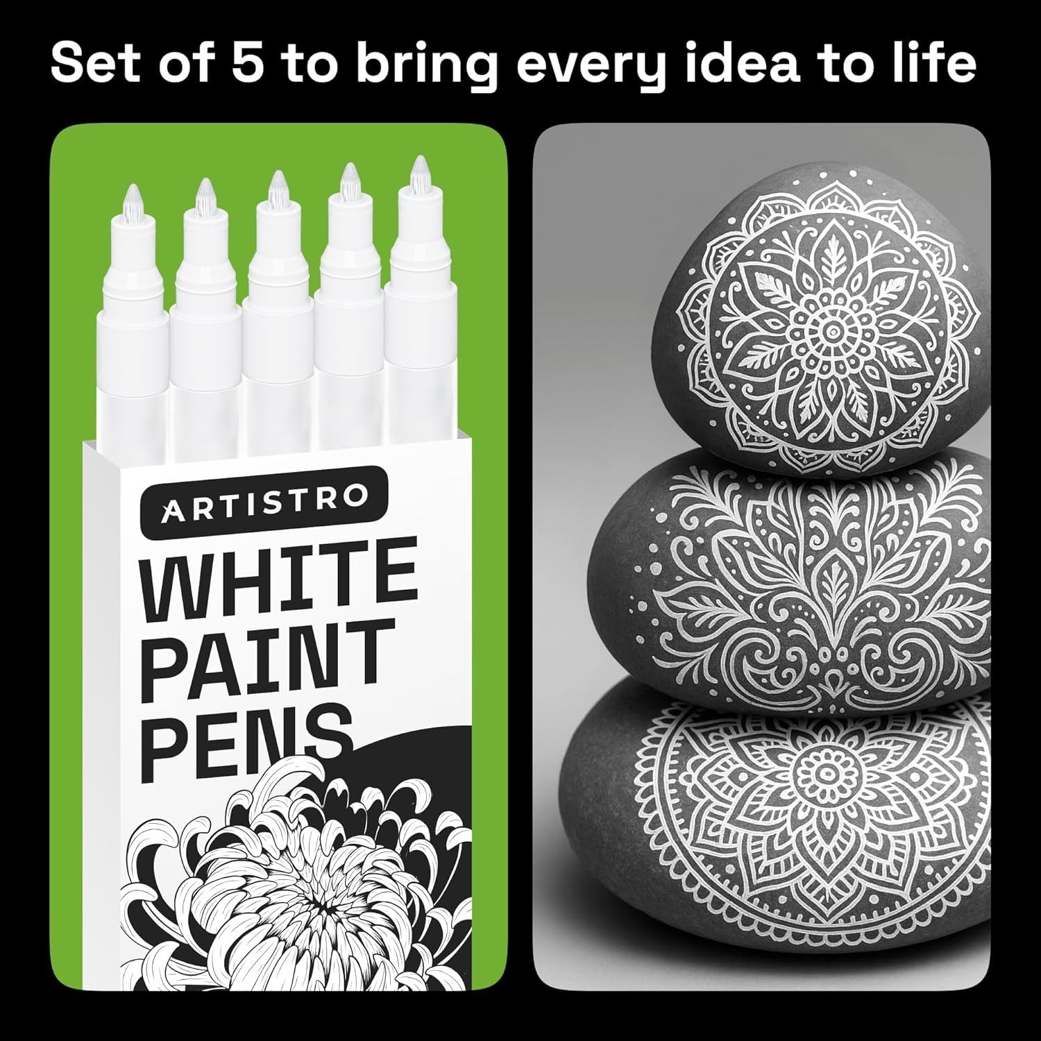 White Acrylic Paint Marker Extra Fine Tip 0.7mm for Glass Rock Ceramic Wood 5 Pk