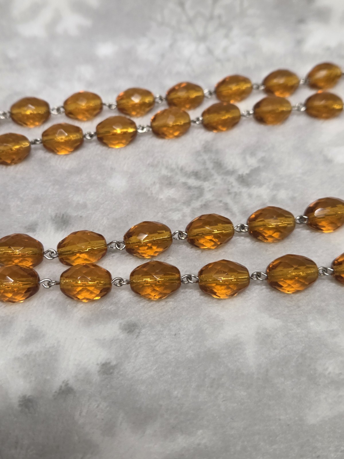 38” Amber glass color beads prism chain chandelier lamp parts